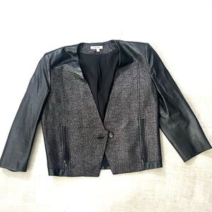 Helmet Lang jacket-Metallic black with lambskin sleeves. Size 2